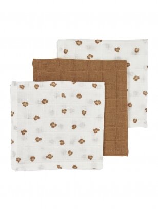 Gauze (muslin) diaper set, 3pcs., 30x30, Meyco Baby (Mini Panther Toffee)