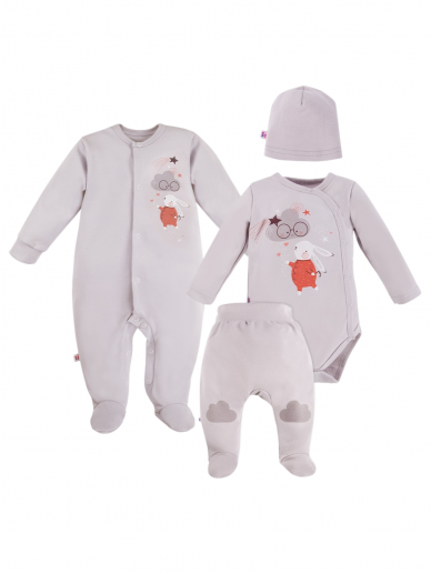 4-Piece Baby Layette Set MELLOW, EEVI, Gray