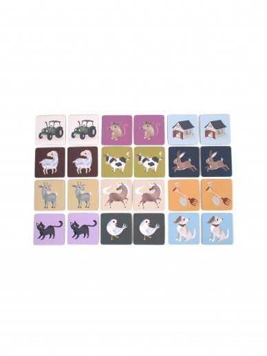 Memory game, Farm animals, 24 vnt., FILIBABBA, 3+ 1