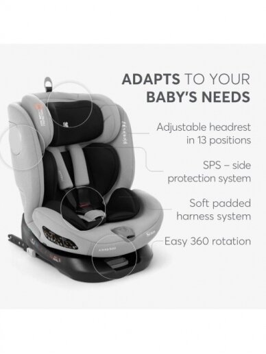 Car seat i-Size (40-150 cm), i-Moove Light Grey, Kikkaboo 10