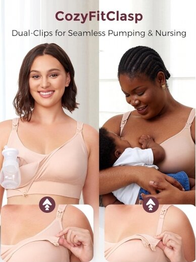 Hands-free bra for pumping and breastfeeding, Momcozy (Oyster pink) 2