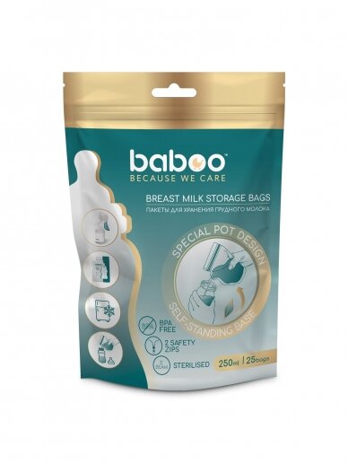 Bags for storing mother's milk, 25 units, Baboo 3