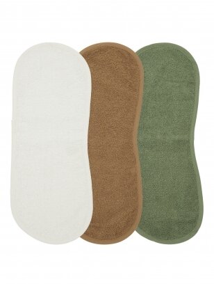 Basic terry burp cloths shoulder, 3 pcs., Meyco Baby (Offwhite/Toffee/Forest gren)