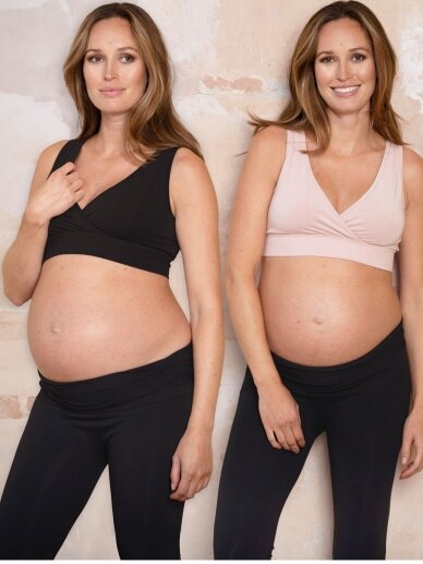 Twin Pack Bamboo Maternity & Nursing Sleep Bras – Black & Blush