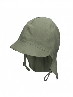 TuTu hat with neck protection made of natural linen (green)